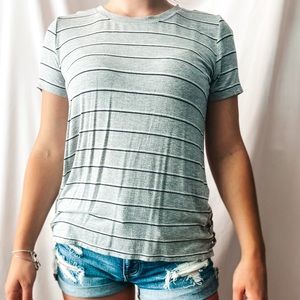Gray/black/white strip T-shirt